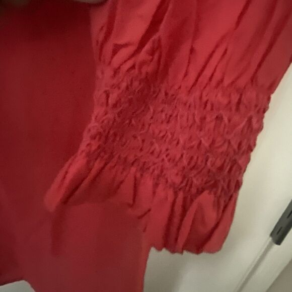 NWT Tuckernuck Poppy Red Teagan Popover Blouse Top Ruffle Elastic Cuff XL - Picture 9 of 11